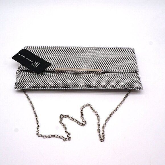 INC International Concepts Handbags - INC International Concepts HETHER Silver Shiny Mesh Clutch NEW